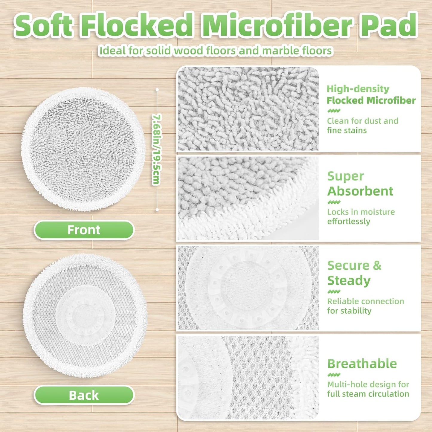 Shark Steam Mop Replacement Pads - 8 Pack Dirt Grip Soft Scrub Washable Pads for All Sealed Hard Floors