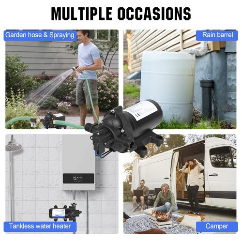ECO-WORTHY 33-Series Industrial Water Pressure Pump 110V AC 4.0GPM 50PSI RV Fresh Water Diaphragm Pump include Garden Hose Adapters for Irrigation Marine Boat Sprinkler Faucet