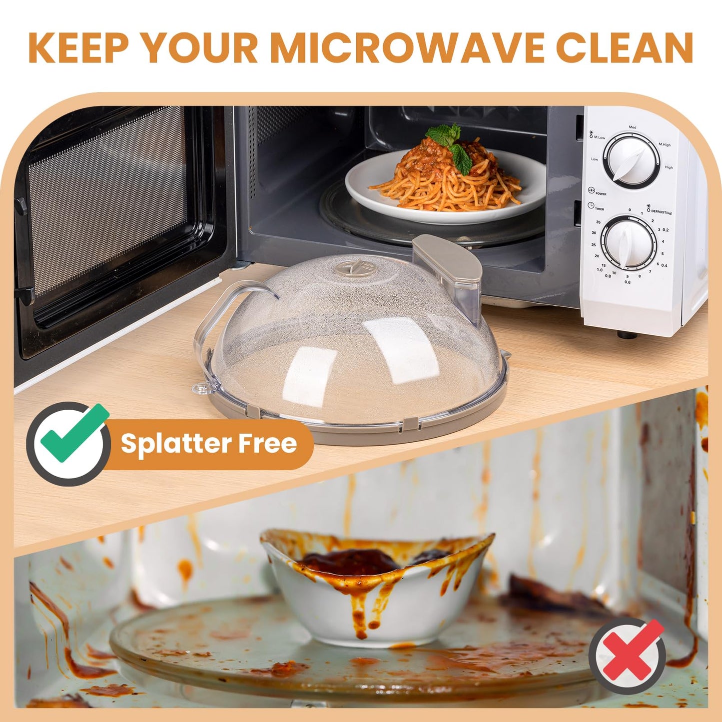 Microwave Splatter Cover for Food, Upgraded Microwave Cover with Water Steamer, Integrated Handle, Plate Covers, Splatter Guard, Cookware Lid, House Essentials for Gift, 10 Inch