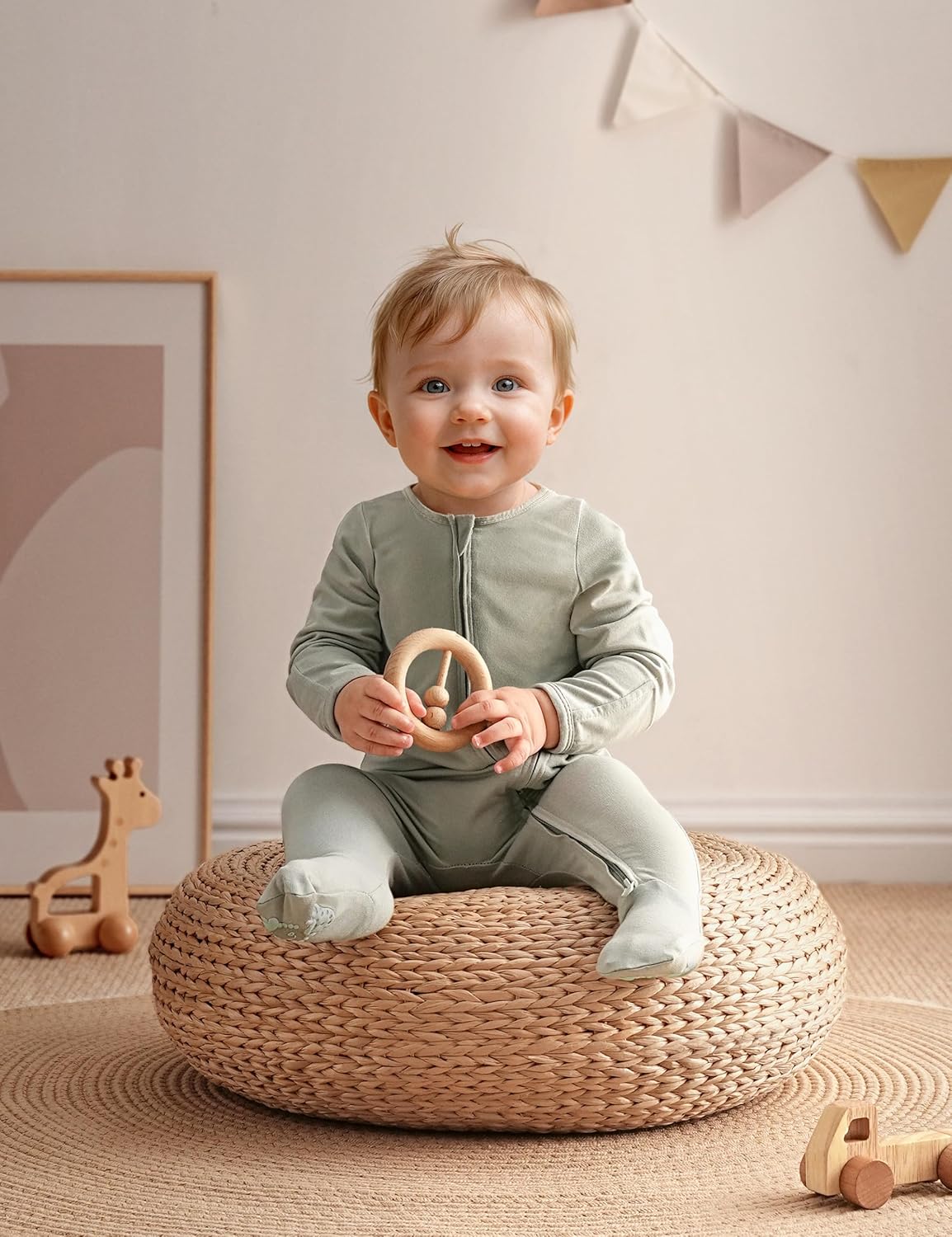 Yoofoss Baby Pajamas - Rayon Bamboo 3-Piece Footed Sleepers for Newborns | 0-3, 3-6, 6-9 Months