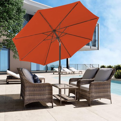 JEAREY 9FT Outdoor Patio Umbrella - UV Protection & Waterproof | Push Button Tilt & Crank, Orange