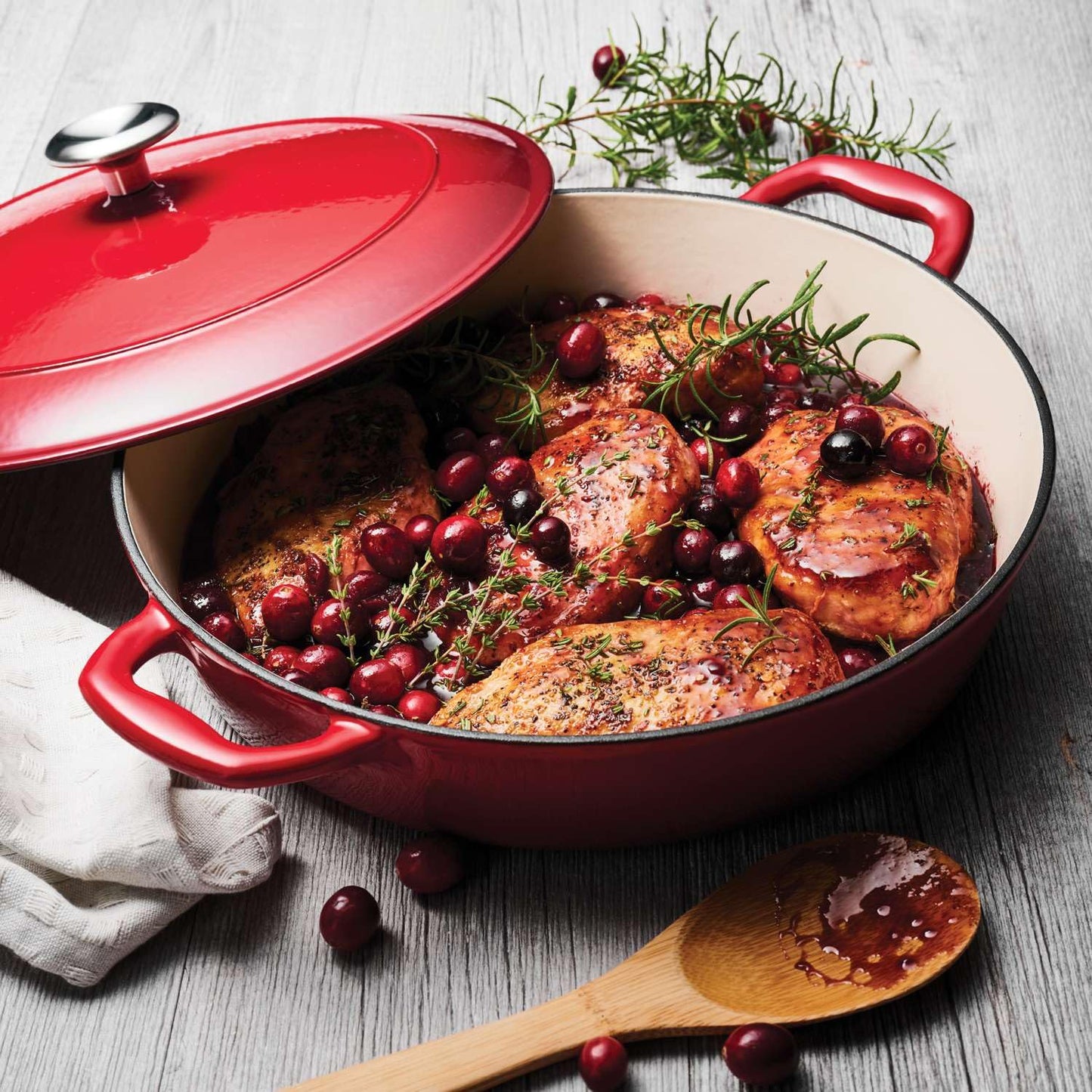 Tramontina Bestow Enameled Cast Iron Braiser Pan with Lid, 4-quart, Cactus with Gold Knob