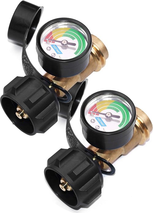 DOZYANT Propane Tank Gauge - Leak Detector with Type 1 Connection | 2-Pack for 5lb-40lb Tanks