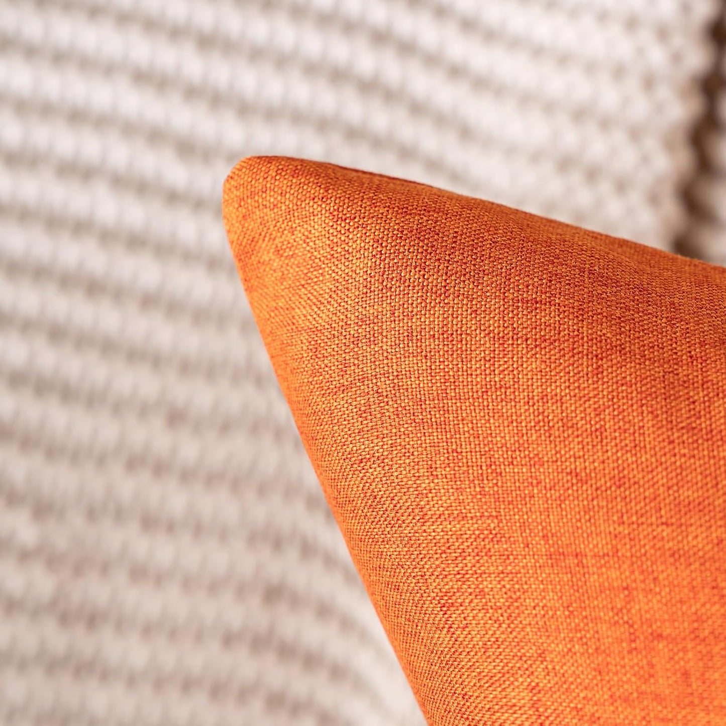 MIULEE Decorative Outdoor Throw Pillow Covers - Waterproof Faux Linen Cushion Cases | 20x12 Inch Bright Orange (Pack of 2)