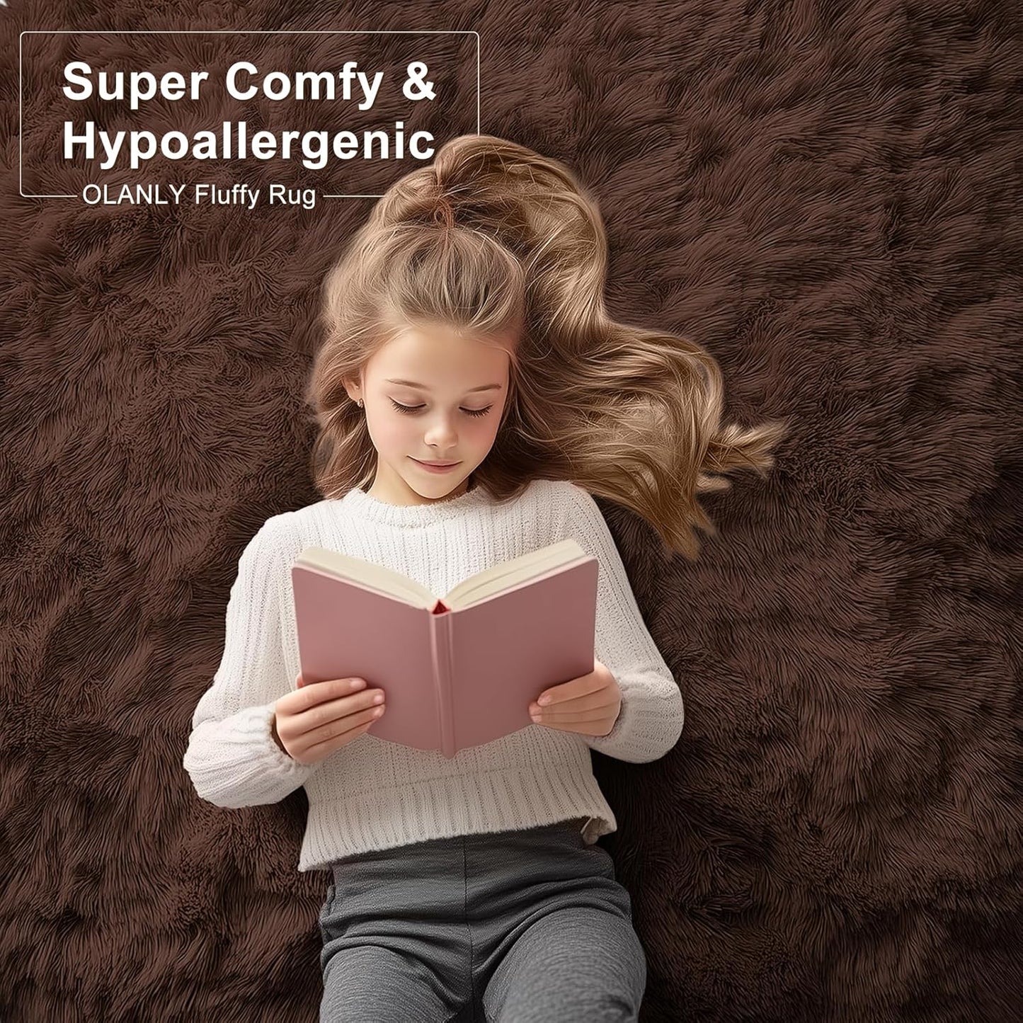 OLANLY Area Rugs 5x6 - Soft, Fluffy Shaggy Indoor Carpet for Living Room, Bedroom, Nursery Decor