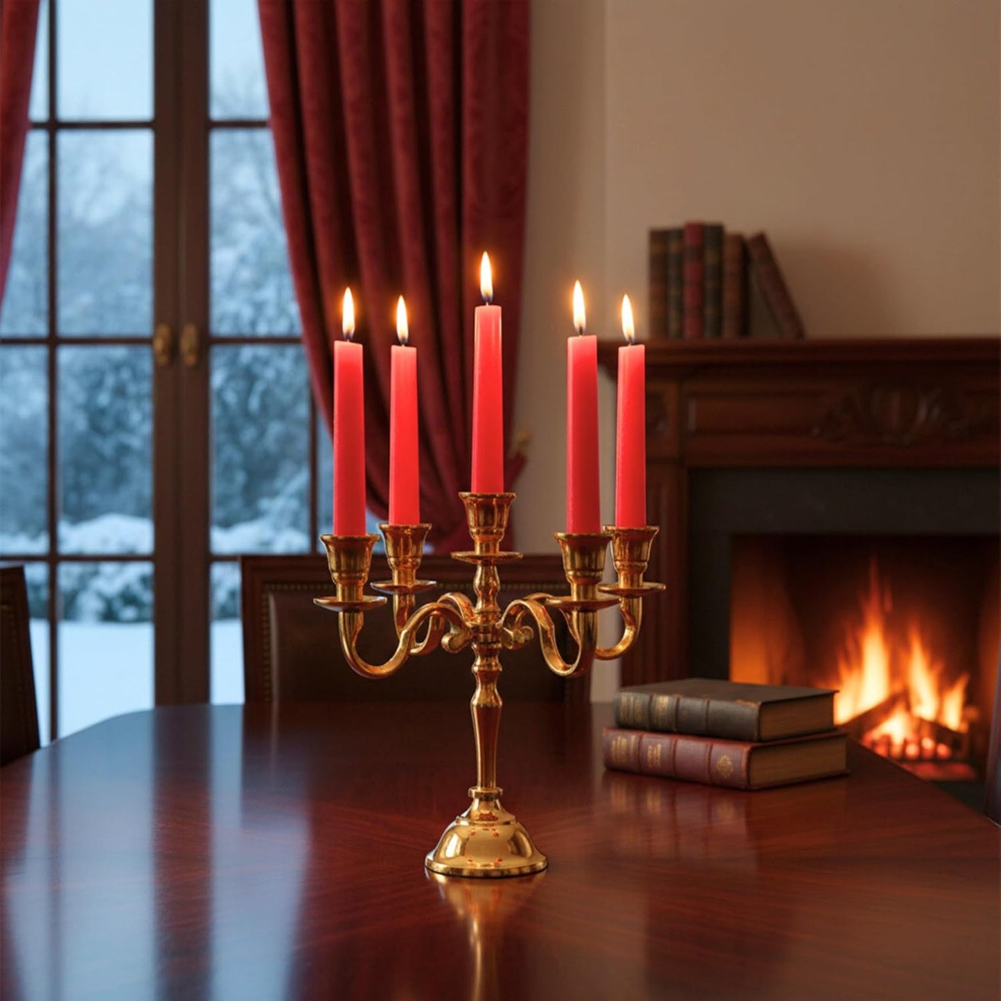 Rely+ 5 Arm Baby Candelabra - Gold Glossy 8-Inch Taper Candle Holders for Gothic Home Decor & Weddings