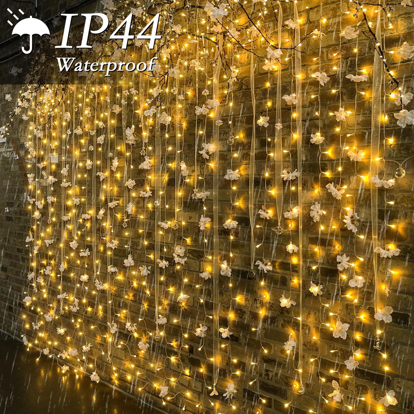 Soagrc 200 LED Curtain String Lights 9.8 * 6.6FT Plug in Fairy with Timer and 8 Modes, Waterproof Window Wall for Bedroom Wedding Party Indoor Outdoor Christmas Decor
