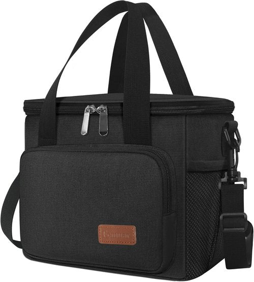 Femuar Insulated Lunch Box - Leakproof Reusable Cooler Bag for Work & Picnic - Adjustable Strap | Black