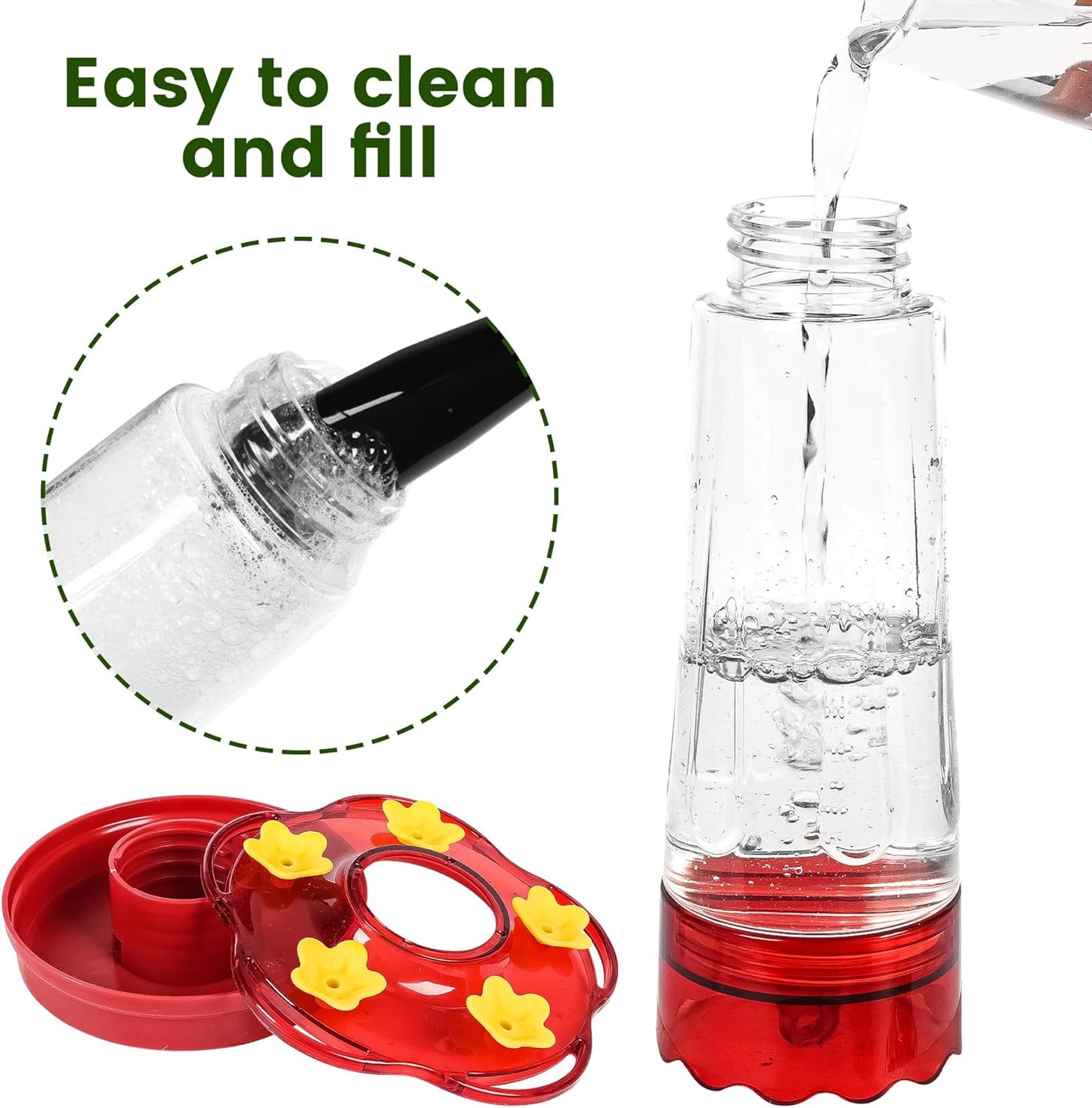 Skiennix Hummingbird Feeders - Ant & Bee Proof Design | 2 Pack, 15 Ounces, Red with 5 Feeding Ports