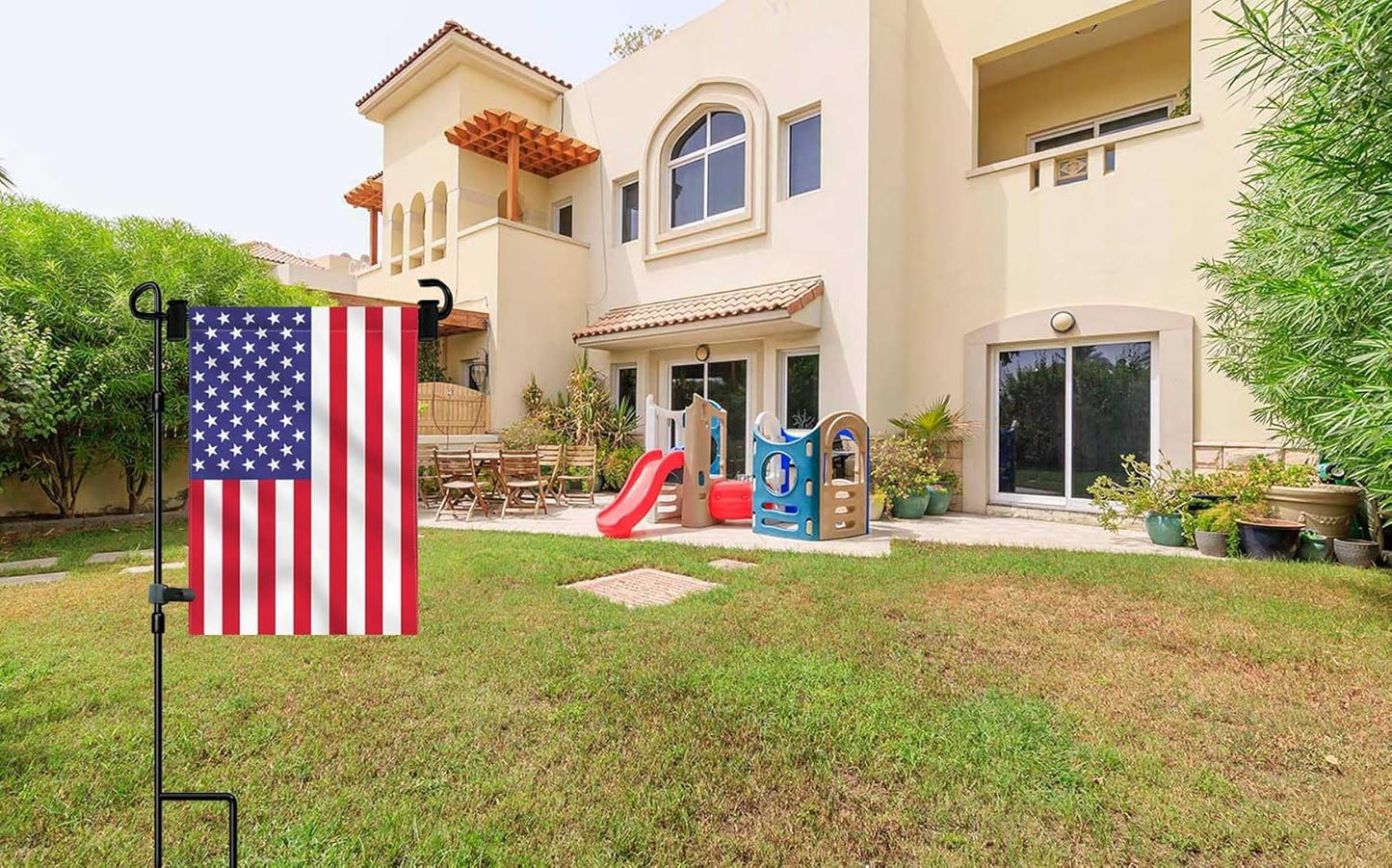 Skiennix Garden Flag Stand - Durable Waterproof Holder with Flag Stopper & Clip | Powder-Coated Finish