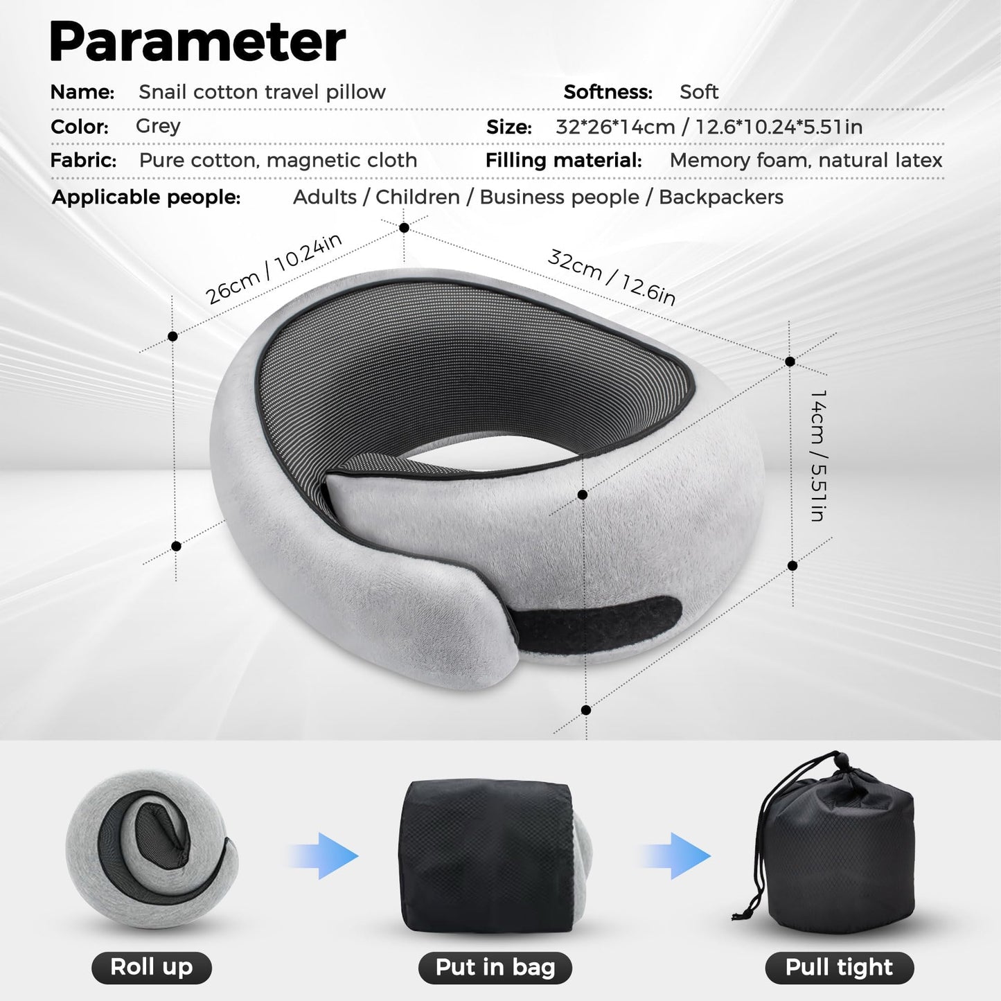 HiztoBlo Neck Pillow for Traveling, Travel Pillows for Airplanes 2025 New 100% Pure Memory Foam, Neck Pillow Airplane with 360º Ergonomic Design, Travel Neck Pillows for Airplanes, Office and Car