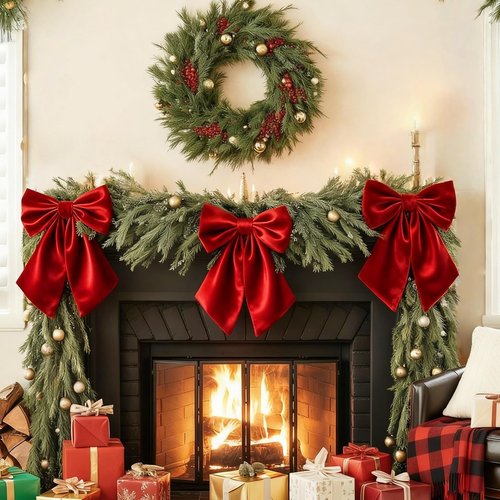 Big Red Bows | Christmas Tree Topper - 23x11 In Ruby Red Satin Bow for Holiday Decor