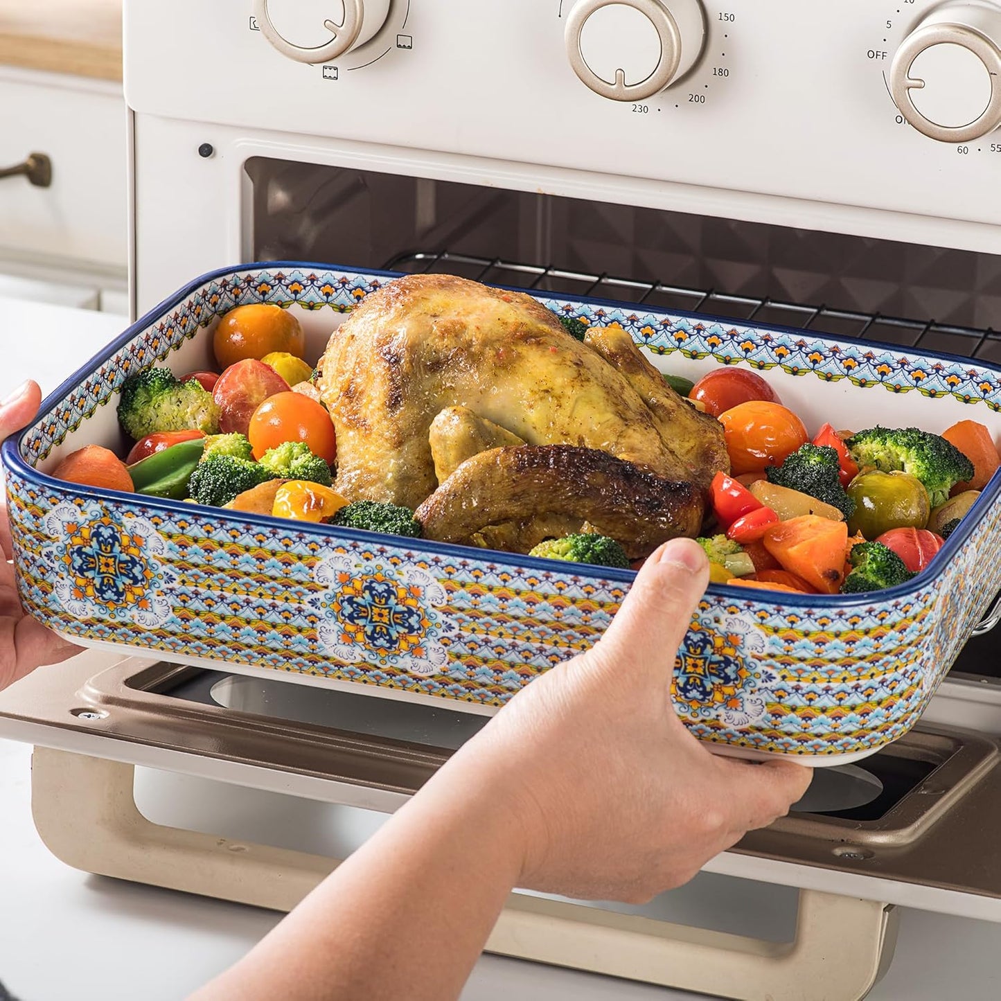 Regine Switzerland Ceramic Casserole Dishes Set of 3 - Stylish Rectangular Bakeware for Baking & Roasting