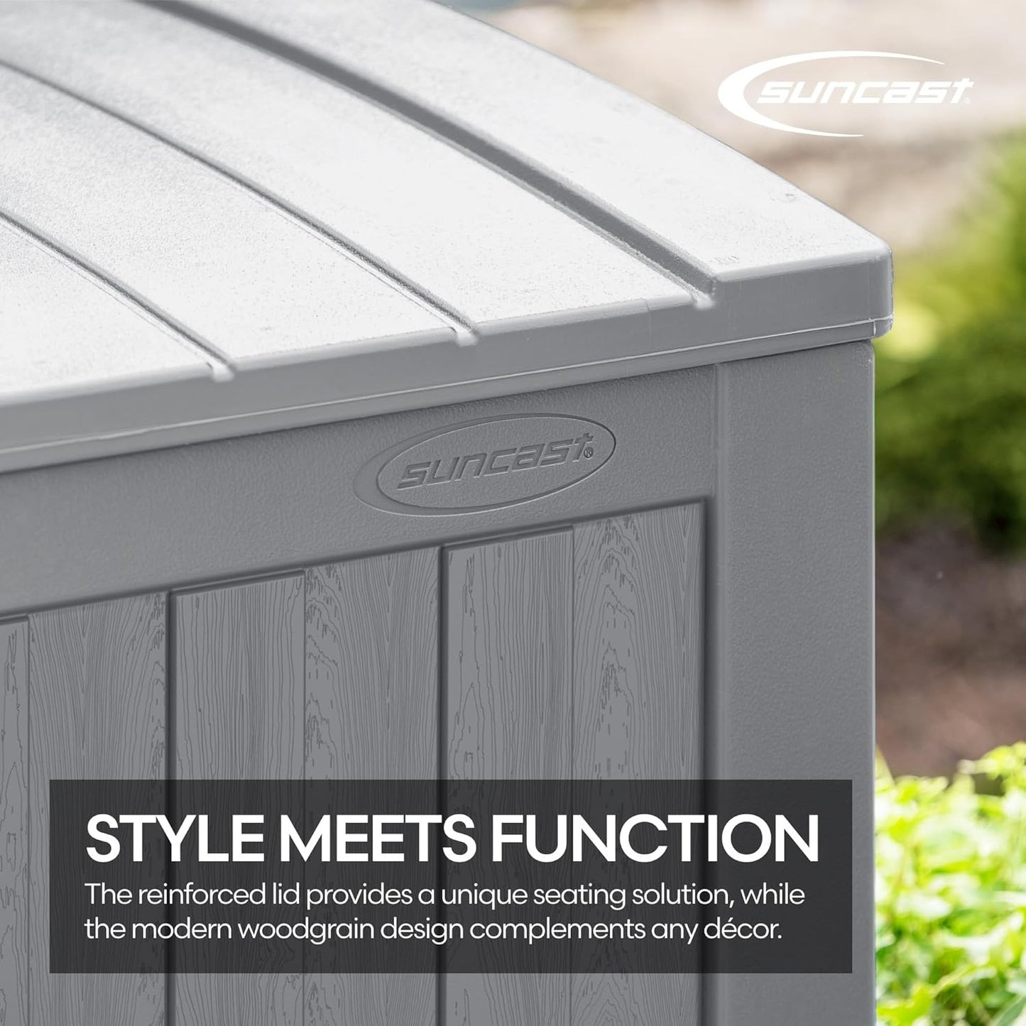 Suncast Extra-Large Outdoor Patio Deck Box - 134-Gal Resin Storage Solution for Cushions & Tools | Dove Gray
