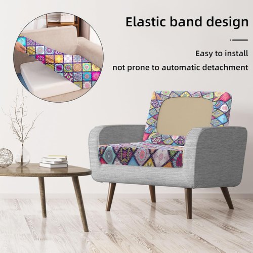 BIETYONE 8Pcs Stretch Patio Cushion Covers - Washable Outdoor Couch & Sofa Slipcovers | Colored Glass