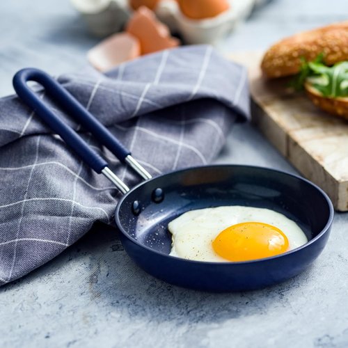 Blue Diamond Mini Egg Frying Pan - Diamond Infused Nonstick Ceramic, PFAS-Free, Dishwasher Safe, Blue
