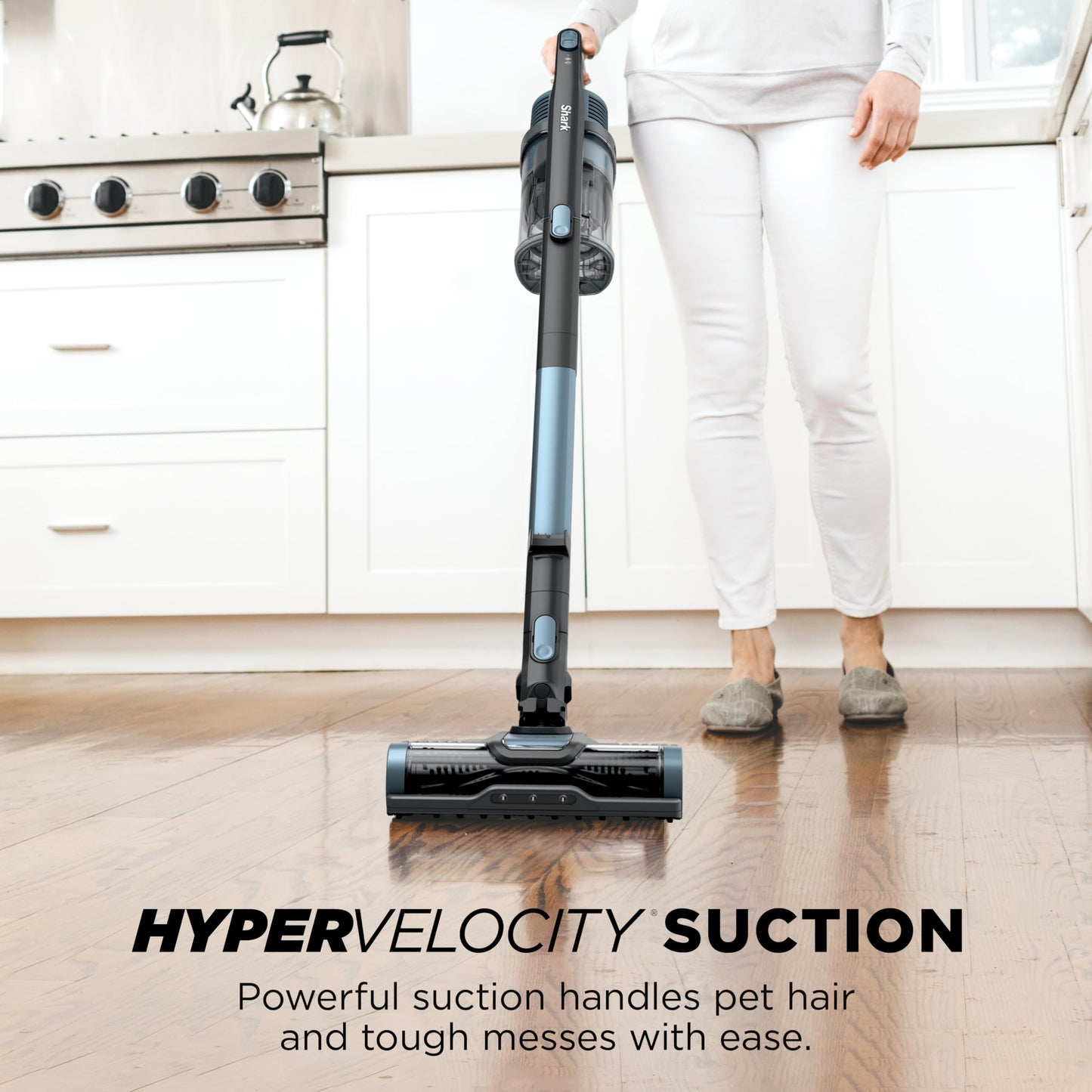 Shark Pet Cordless Stick Vacuum with XL Dust Cup, LED Headlights, Removable Handheld Vac, Crevice Tool, Portable Vacuum for Household Pet Hair, Carpet & Hard Floors, 40min Runtime, Ice Blue, IX141AMZ