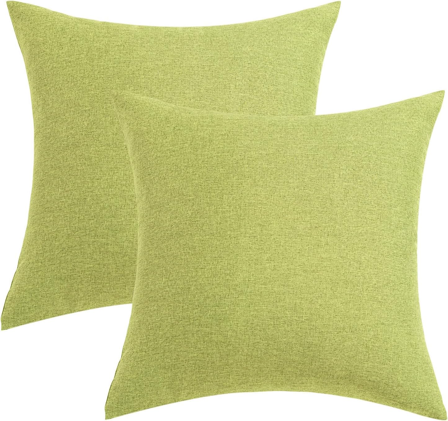 MIULEE Waterproof Outdoor Throw Pillow Covers - Pack of 2 Faux Linen Cushion Cases | 24x24 Inch Moss Green