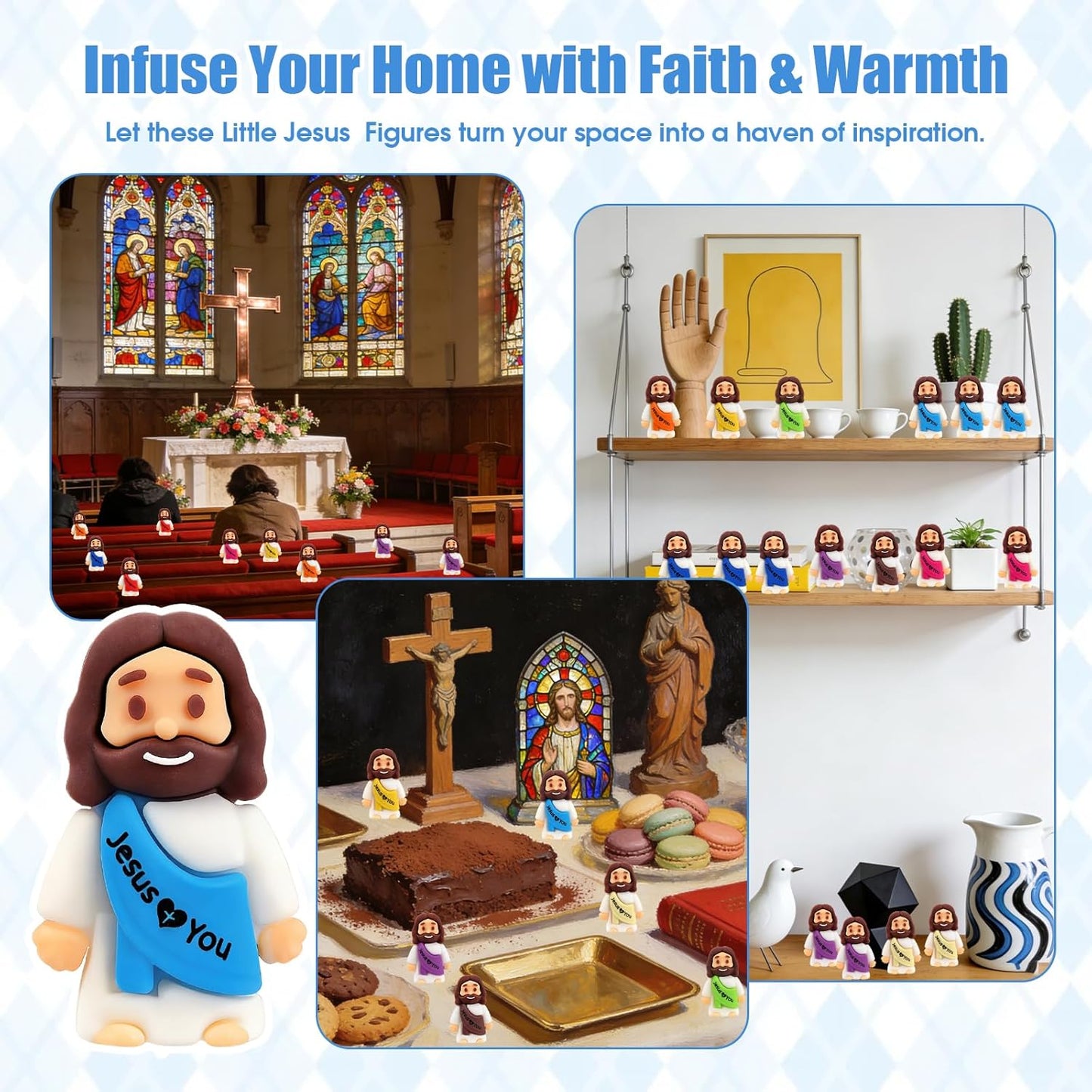 Little Jesus Figures by [Brand Name] - 80pcs Mini Jesus Figurines for Easter Eggs & Baptism Party Favors