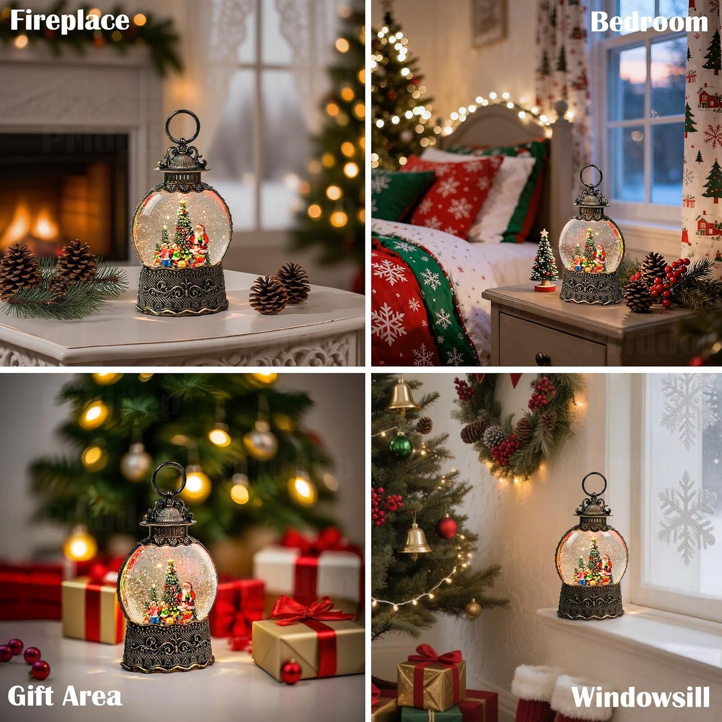 Priddop Santa Snow Globe | Musical Christmas Decoration with Classic Relief Texture - 10.6 Inch