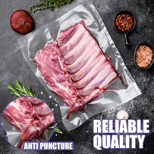 CAREGY Food Vacuum Sealer Rolls - 8 Pack Commercial Grade BPA Free Bags | 4 Rolls 8'' x 20' & 4 Rolls 11'' x 20' for Meal Prep & Sous Vide Cooking