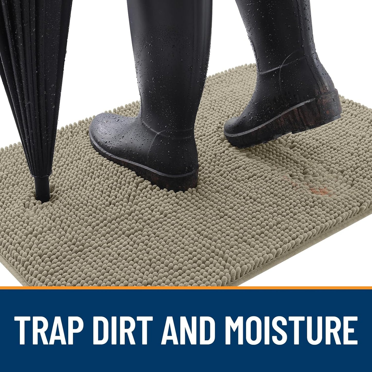 OLANLY Dog Door Mat - Absorbent Non-Slip Mud Mat for Indoor Use | 45x27, Quick Dry Chenille, Warm Taupe