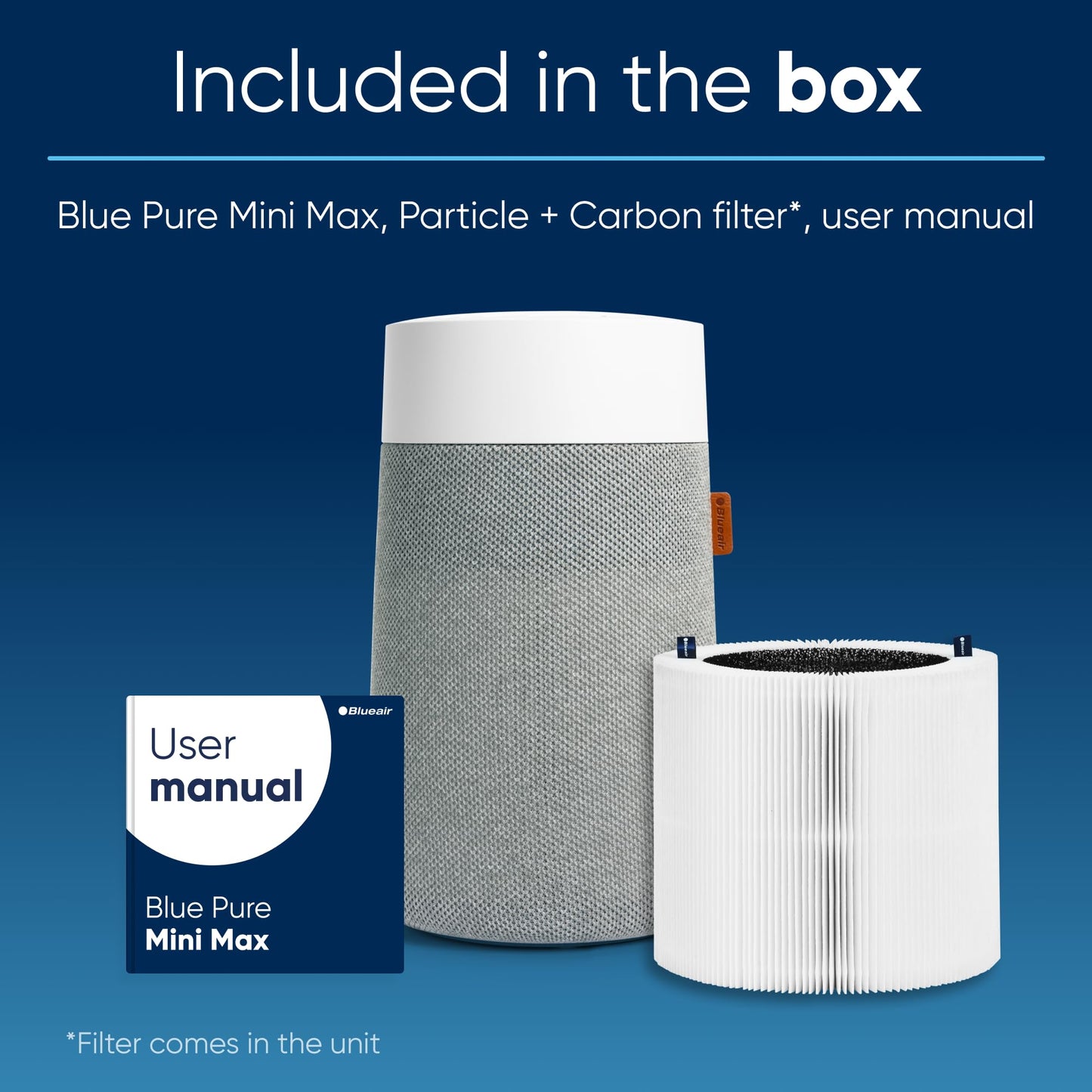 BLUEAIR Mini Air Purifier For Bedroom, Small Room Air Purifiers For Home, Portable Air Purifier For Pets Allergies, Desk Air Purifier For Office, Baby Air Purifier For Nursery, Blue Pure Mini Max