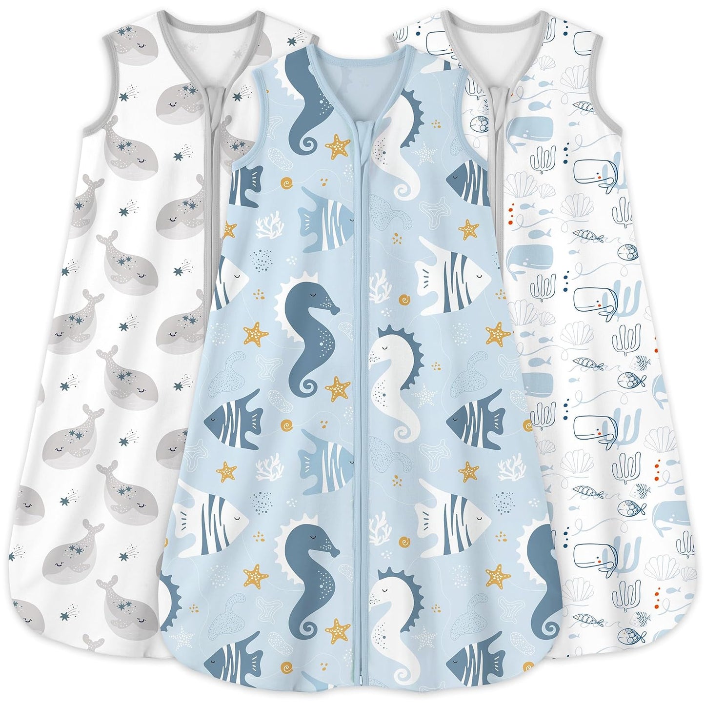 Yoofoss Baby Sleep Sack - 0-6 Months 0.5 Tog Wearable Blanket | 3-Pack Organic Cotton, Lightweight Design