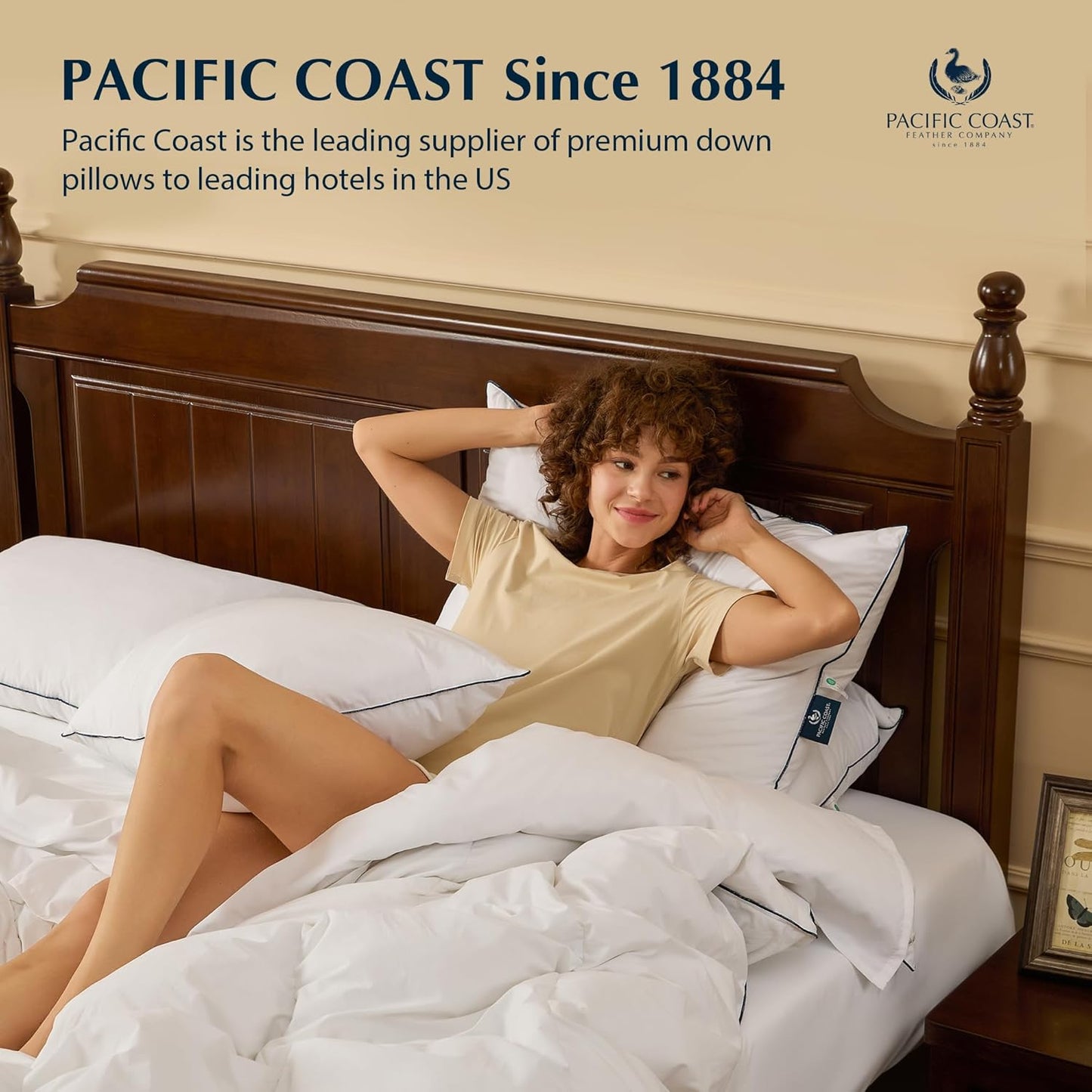 Pacific Coast Goose Feather & Down Bed Pillows - Soft, Fluffy Hotel Quality | Standard Size Set of 2