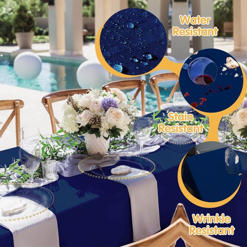BRILLMAX 10 Pack Navy Blue Tablecloths 60 x 126 Inch for 8ft Rectangle Tables - 150 GSM Polyester Fabric, 15" Standard Drop, Water, Stain & Wrinkle Resistant Cloth Cover for Wedding Dining Buffet