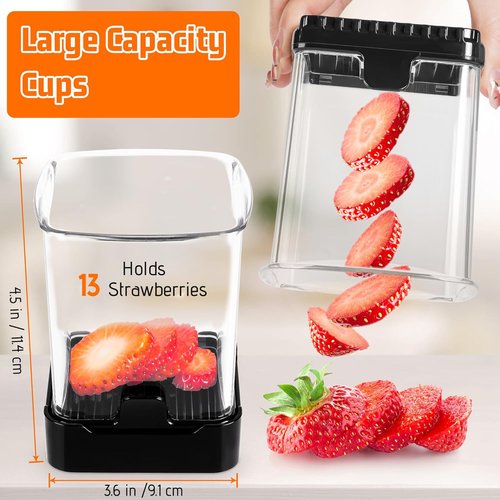 Fruit Slicer Cup - Detachable Cutter for Strawberries, Bananas & Eggs | Quick & Safe Kitchen Gadget (Black)