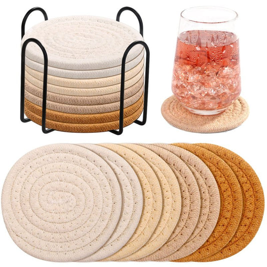 Mckanti 8 Pack Absorbent Coasters with Holder, 4 Colors Minimalist Home Decor, 4.3 Inches