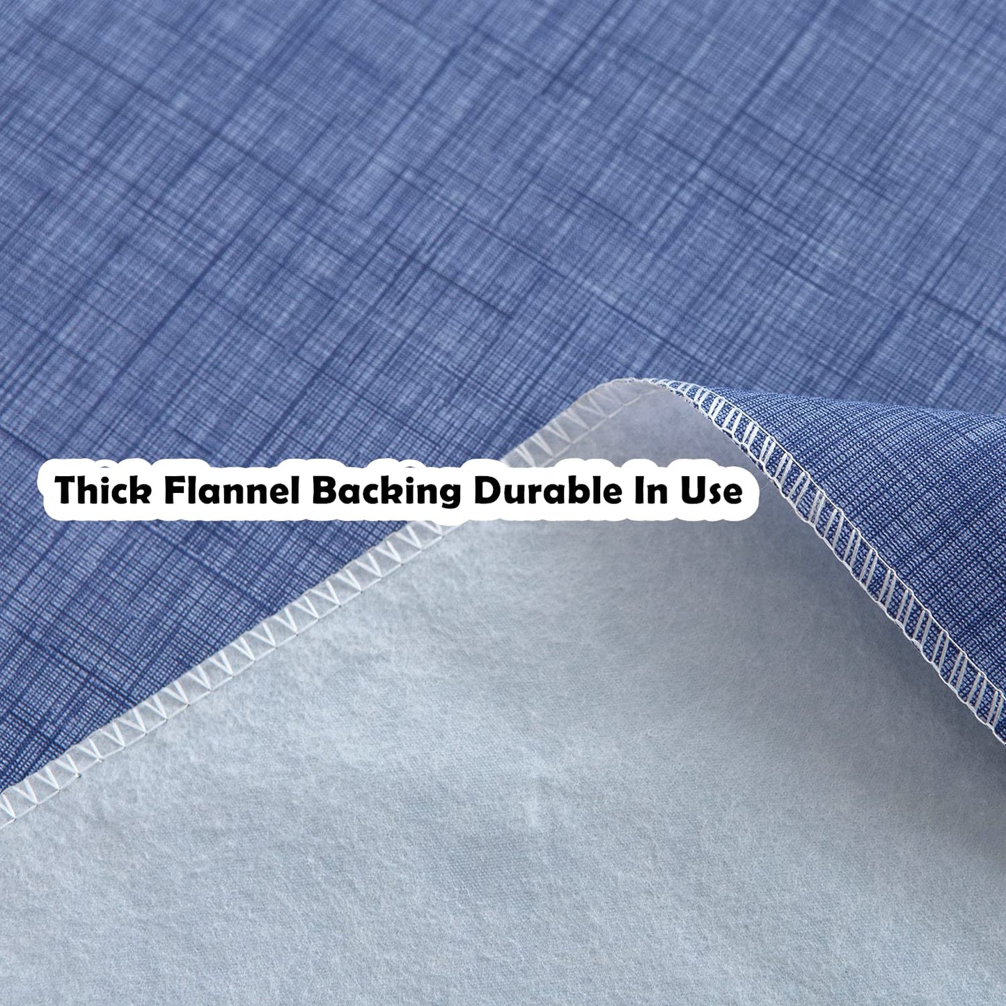 Pioggia Vinyl Tablecloth with Flannel Backing Rectangle Waterproof Oil-Proof Plastic Table Cloth Wipeable PVC Table Cover for Indoor and Outdoor (Blue, 60 x 84 Inch)