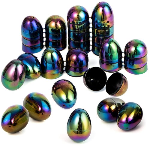 JOYIN 2.3'' Easter Eggs, 24 Pcs Plastic Eggs Metal Color for Filling Specific Treats, Colorful Easter Theme Party Favor, Classroom Prize Supplies