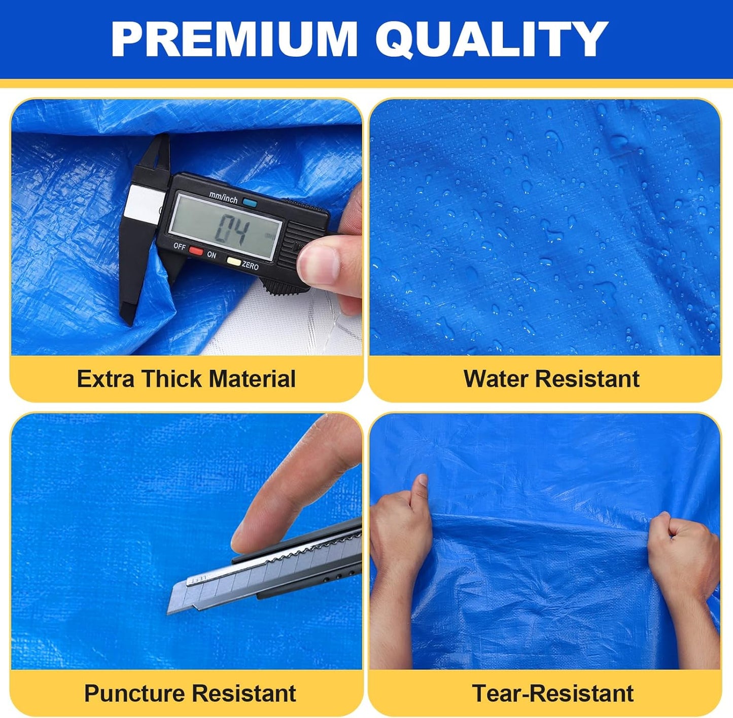 TICONN Queen Mattress Bag - Heavy Duty Storage Cover with Full-Around Handle & Adjustable Buckles | Blue