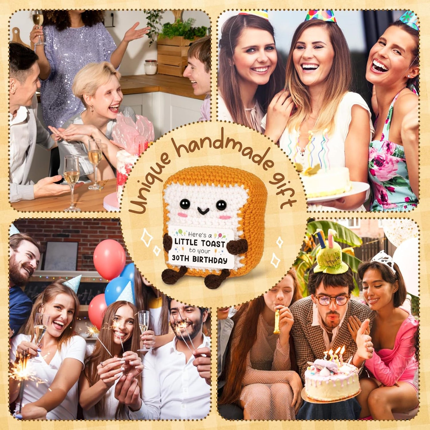 Positive Handmade Crochet Toast - Unique 30th Birthday Gift for Her or Him | Perfect Decorations for Friends & Family
