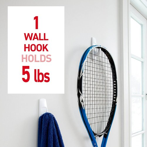 Command Large Utility Hooks - Damage-Free Wall Hook with Adhesive Strips | 5 lb Capacity, 7 Hooks, 12 Strips