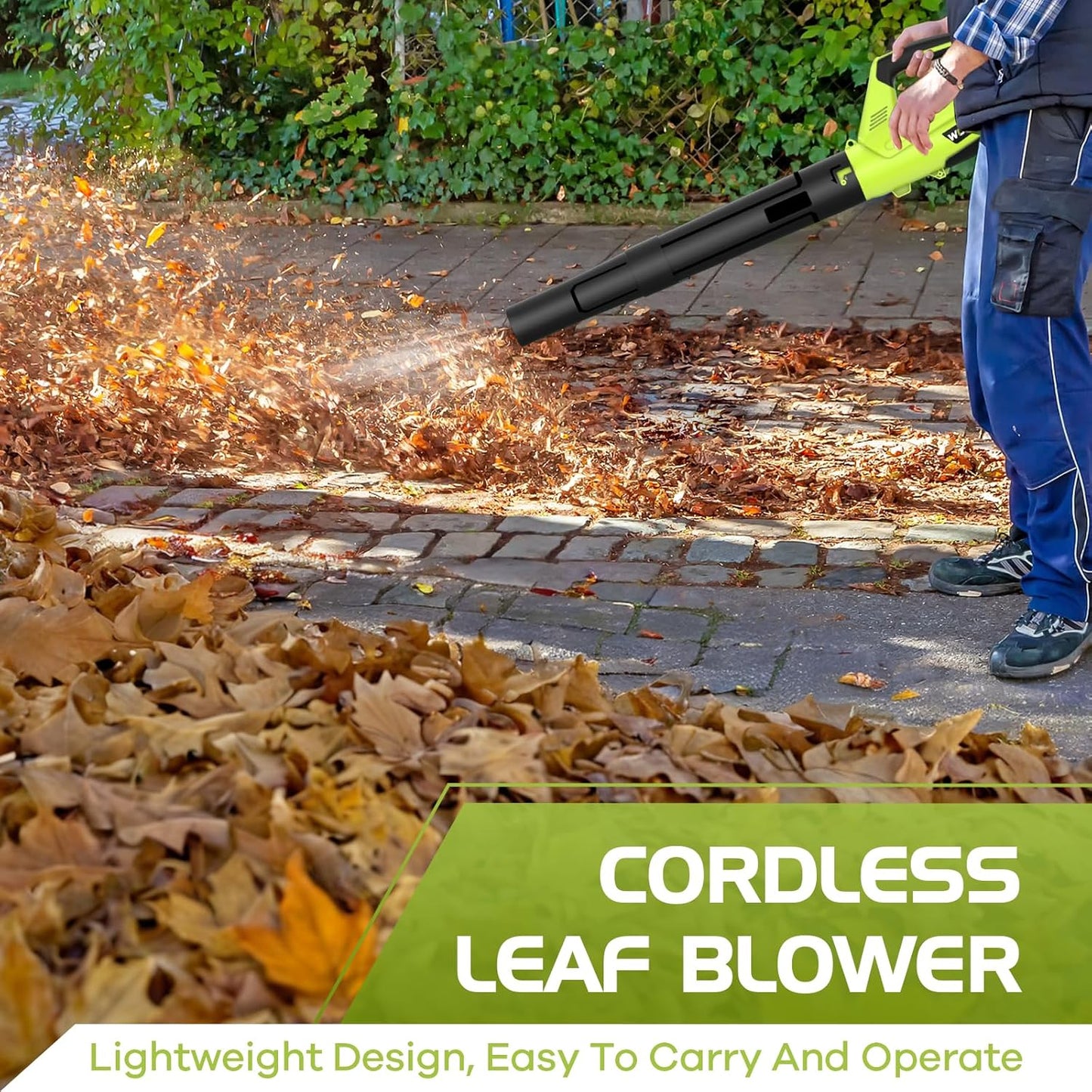 Skiennix Electric Cordless Leaf Blower - Lightweight with 2 Batteries & Charger | 2 Speed Modes for Easy Patio Cleaning