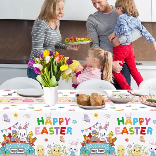 ceiba tree Easter Tablecloths Disposable Plastic 3 PCS Tablecloth Spring Party Supplies Table Decorations Decor 108 X 54 inch