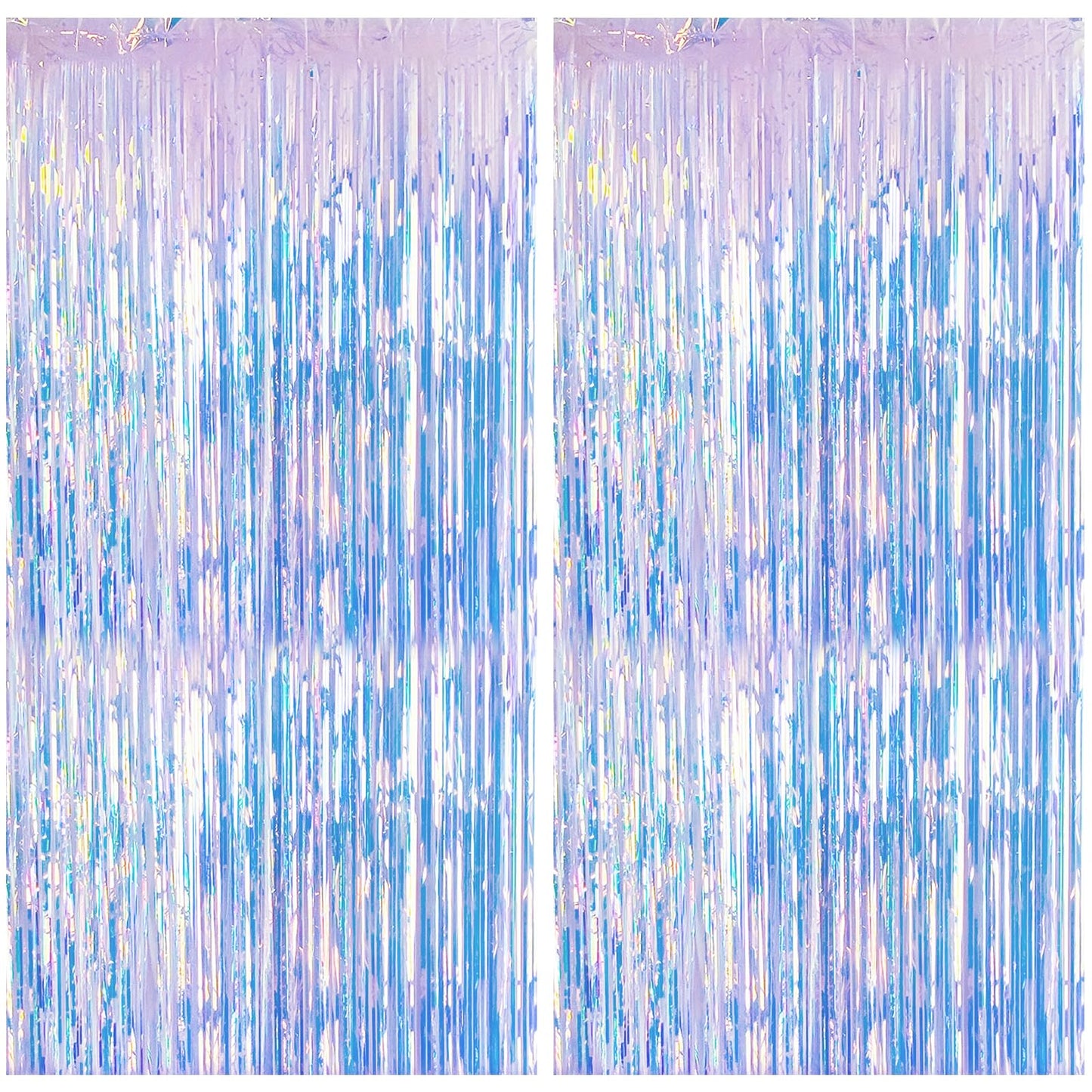 MYUPDALIN 2 Pack Iridescent Party Streamers Backdrop Foil Fringe Curtain for Mermaid Freezing Ocean Theme Party Decorations