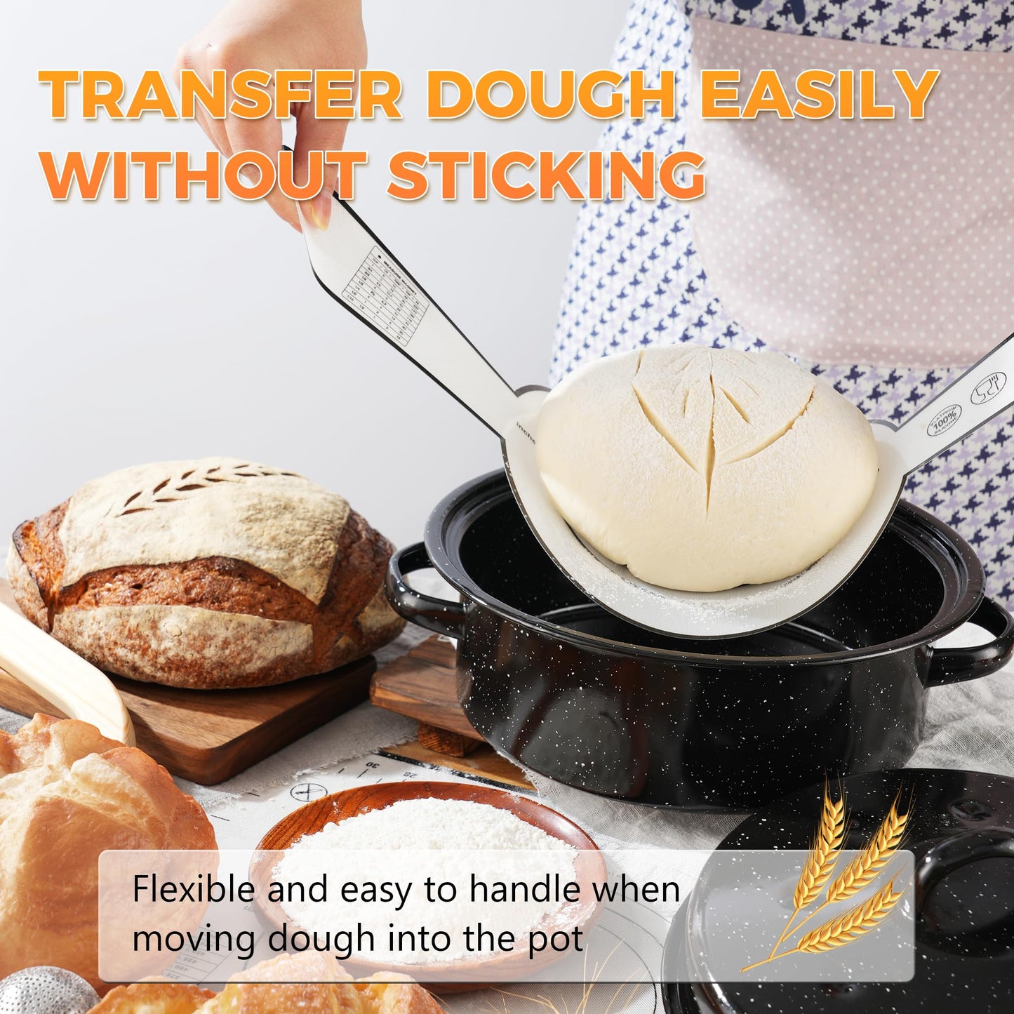 Sourdough Starter Kit for Beginners, 34 oz Starter Jar with Scale Marking, 2 Silicone Proofing Baskets, Complete Bread Baking Kit with Guide & Recipes, Easy to Use & Clean - Yellow