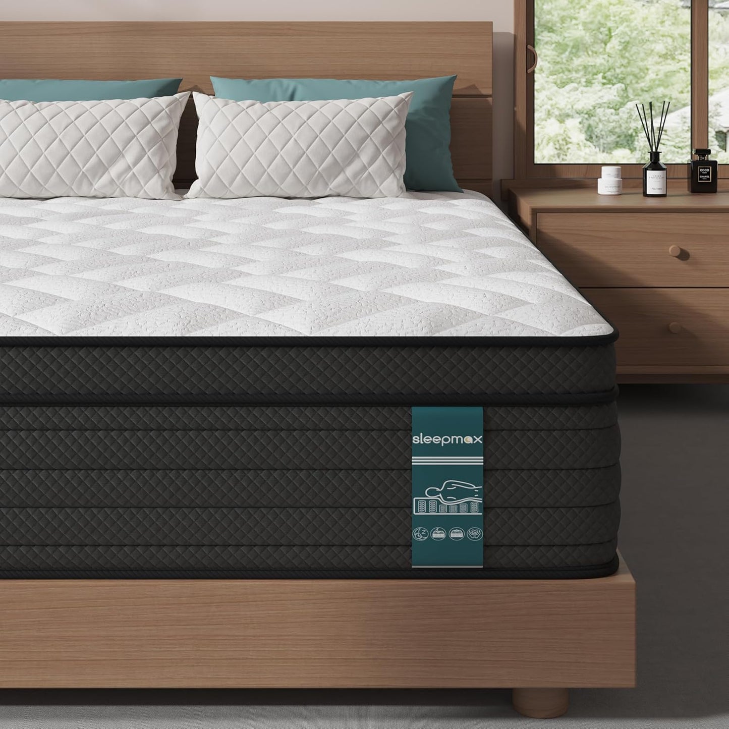 Sleepmax Queen Mattress - 12 Inch Extra Firm Hybrid for Deep Sleep & Pressure Relief | Cooling Bed in a Box, CertiPUR-US Certified, 365-Night Trial