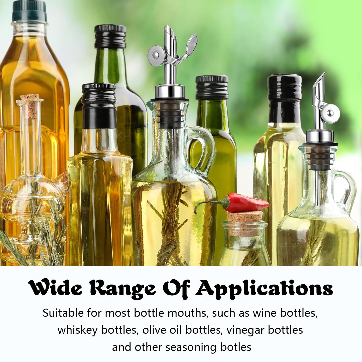 12 Pcs Weighted Stainless Steel Liquor Bottle Pourers Auto Flip Olive Oil Dispenser Spout Balsamic Alcohol Pourer Spouts