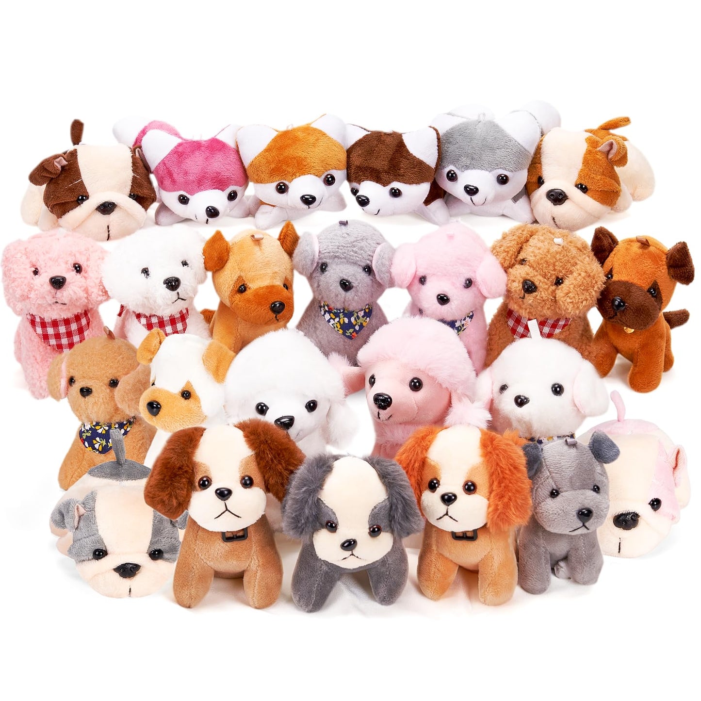 Niceup 24PCS Adopt a Puppy Party Favors Kids Mini Plush Dog Non-candy Easter Basket Stuffers Bulk Stuffed Animals Dog Paw Adoption Pet Doll Toys Birthday Party Goodie Bag Fillers Classroom Reward Gift