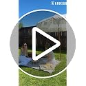 7ft Patio Umbrella with Fringe Navy Blue Stripes UPF50+ Tilt & Steel Pole