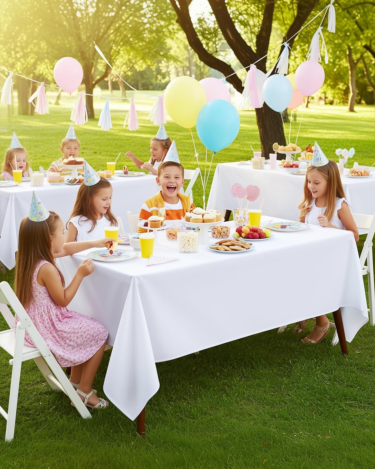 Utopia Kitchen Rectangle Table Cloth 2 Pack(60x102 Inches, White), Tablecloth Machine Washable, Polyester Table Cover for Dining, Buffet Parties, Picnics, Events, Weddings and Restaurants