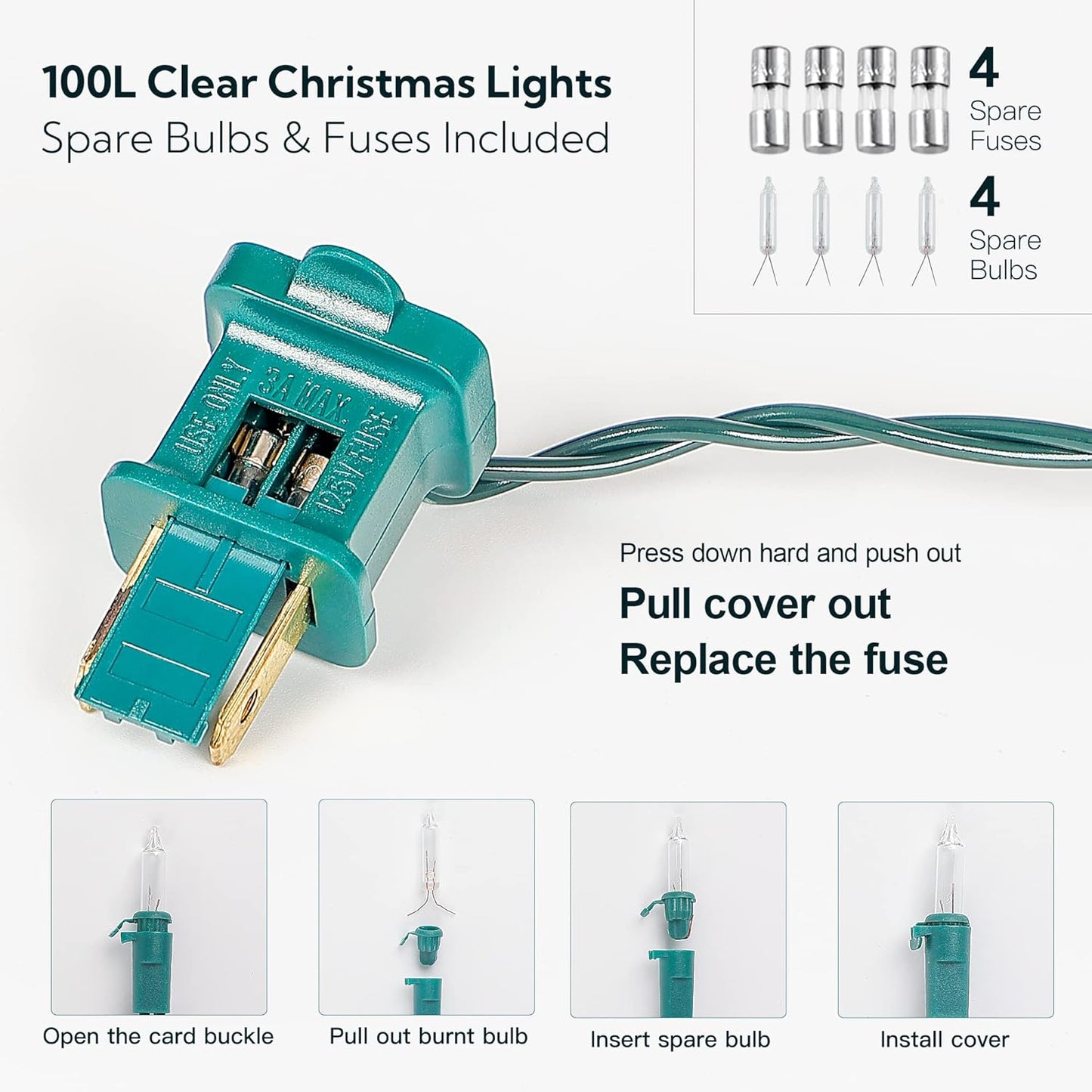 White Christmas Lights - 100 Count Clear Mini String Lights for Festive Home & Patio Decor | 23 Feet