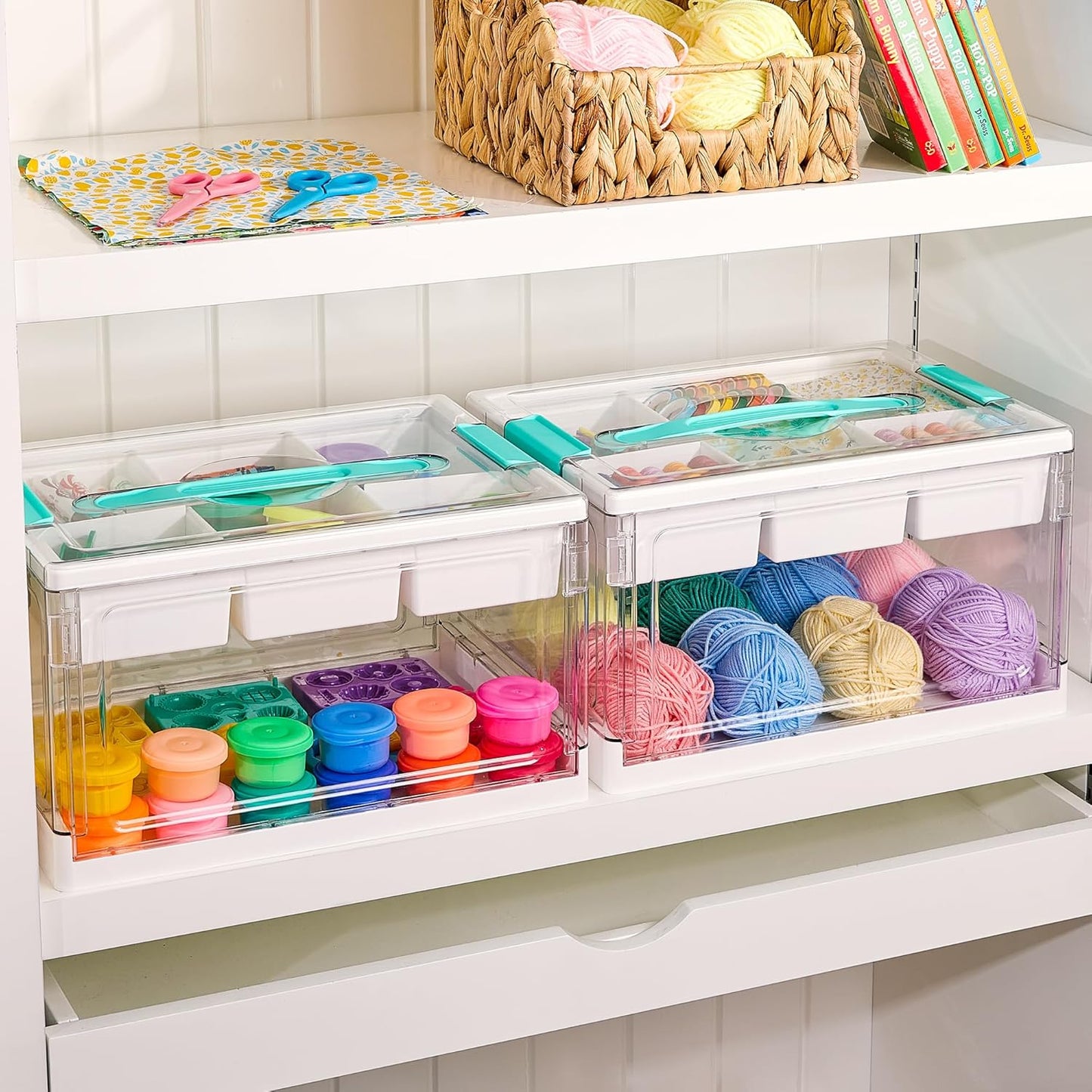 Vtopmart 24 QT Clear Plastic Craft Organizer - Removable Trays & Dividers for Art Supplies | Ideal Storage Solution