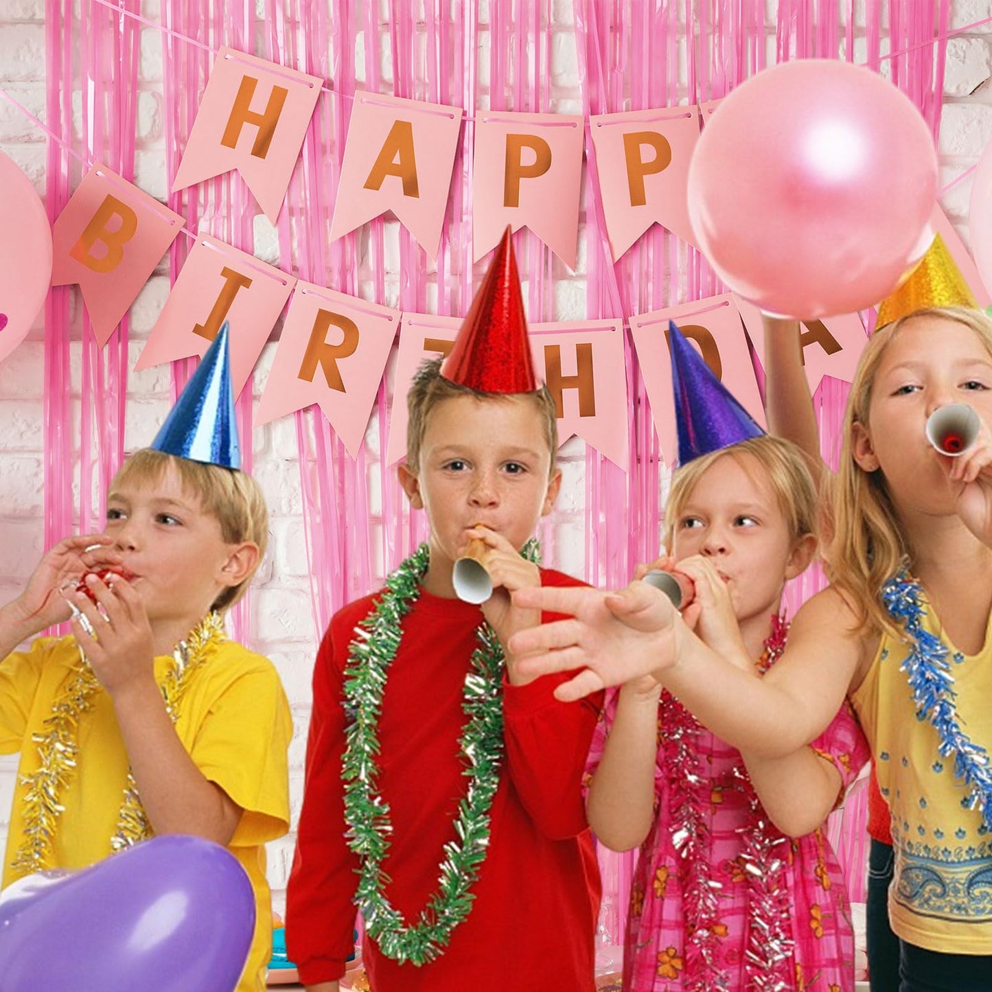 5 Pack Backdrop Party Decorations Pink Tinsel Curtain Party Backdrop Foil Fringe Birthday Decorations Photo Booth Streamer Backdrop Pink Theme Bachelorette Graduation Party Decorations