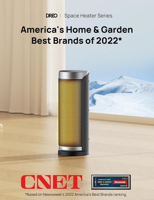 DREO Space Heater - 1500W PTC Ceramic Heater with Remote & 70° Oscillation | Fast, Safe, Portable for Large Rooms